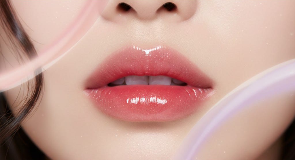 Korean lipstick types showing natural soft gradient lips