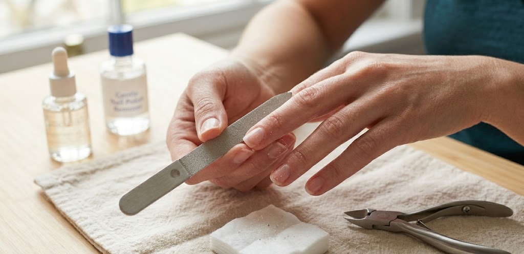 Trimming and shaping nails properly during home manicure