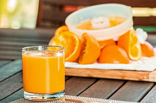 Orange juice vitamin C drink for skin glow