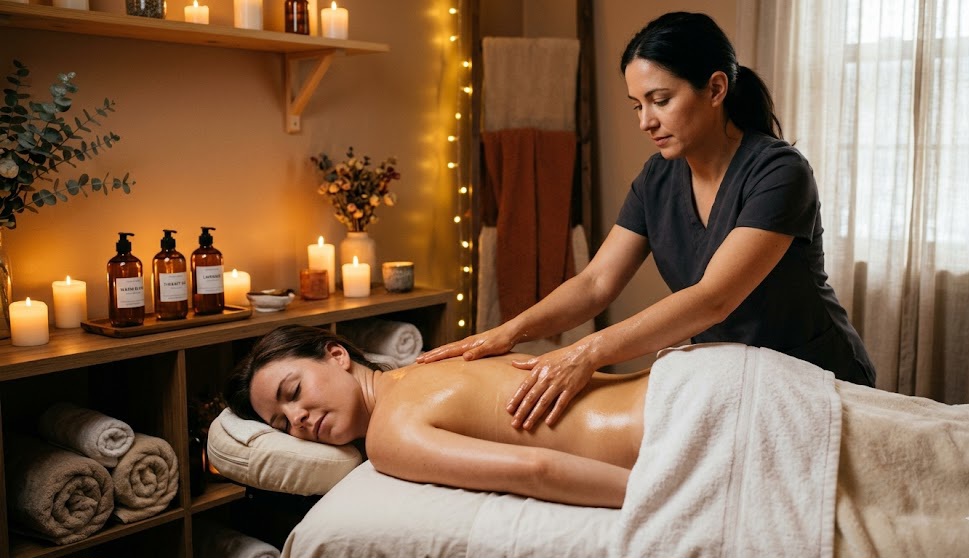 Massage with Ayurvedic oil for joint pain relief”
