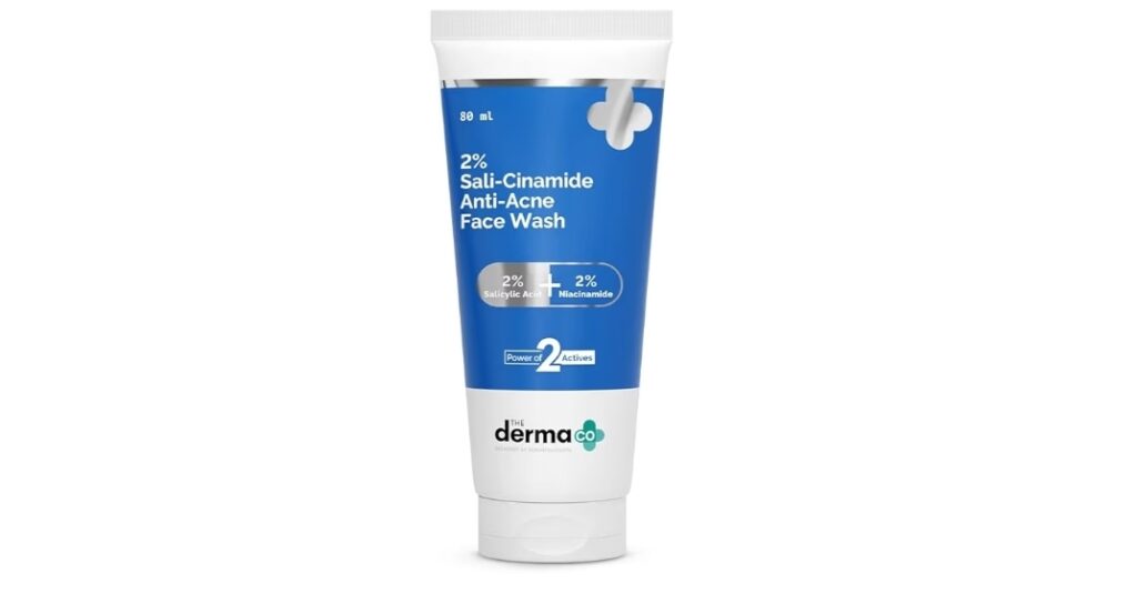 The Derma Co Sali-Cinamide Anti-Acne Face Wash with 2% Salicylic Acid & 2% Niacinamide - 80 ml | Clears Acne & Marks | Removes Excess Oil